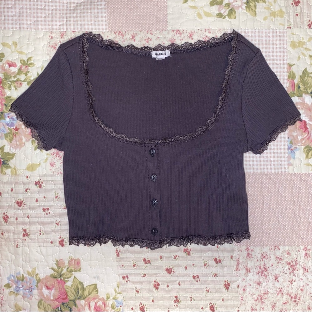 garage purple lace crop top